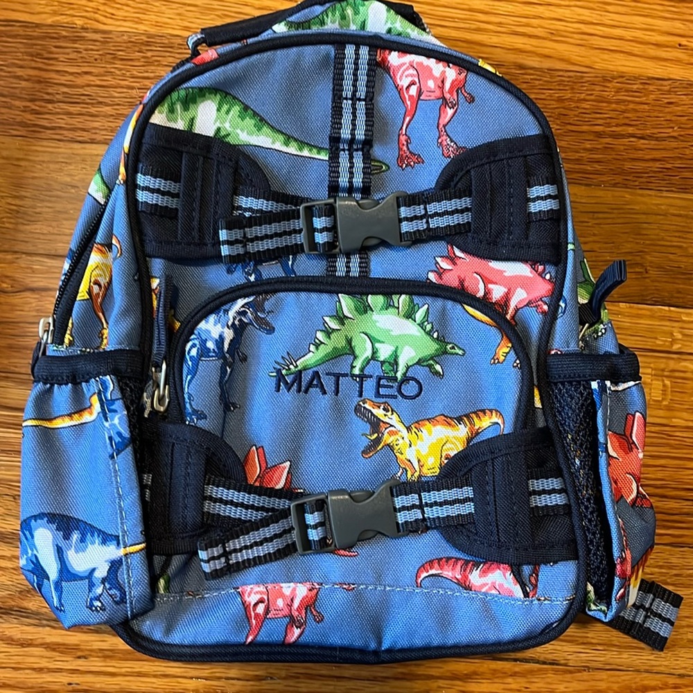 Pottery barn mini backpack - monogramed with “Matteo”